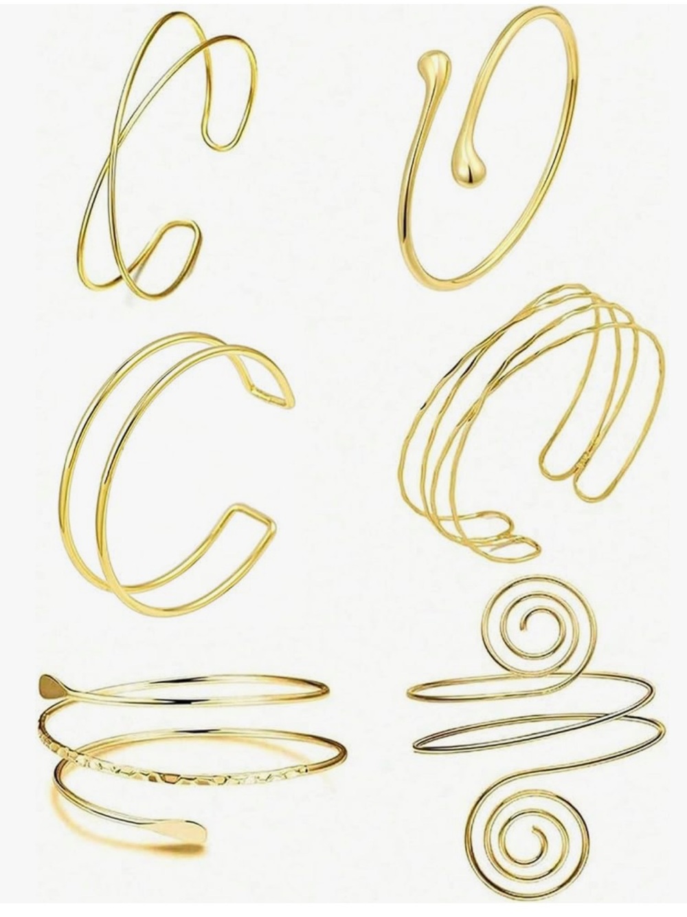 Gold Spiral & Open Cuff Bracelet Set - Elegant Women’s Jewelry